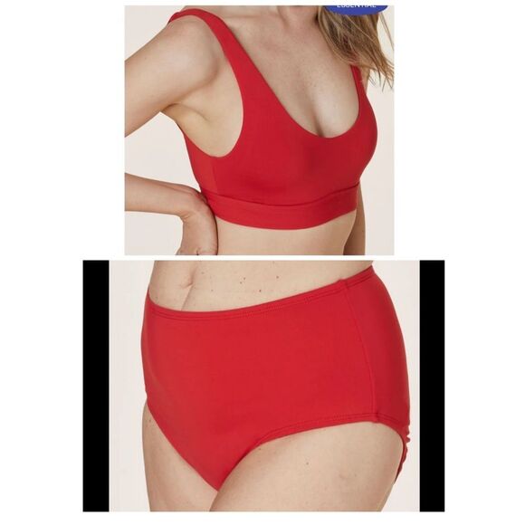 Andie Bikini Set Ventura Top High Waisted Bottom Cherry red Size M NWT - Picture 1 of 10